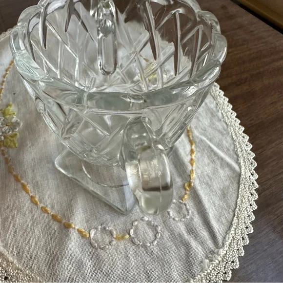 Indiana Glass "Pretzel" Pattern Footed Sugar Bowl 3 3/4” - Clear Pressed Glass - Picture 5 of 5